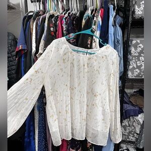 Grand & Greene White Blouse with Gold Accents